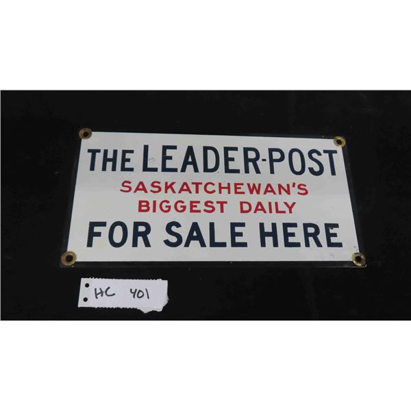 The Leader Post Porcelain Sign 6" x 12" 