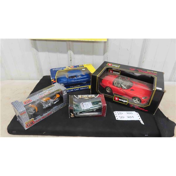 4 Die Cast Cars ; Dodge Viper 1:18 Scale, 49 Mercury 1:24 Scale, Merc Turnpike Cruse