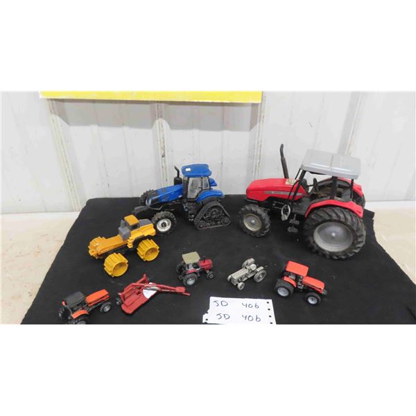 Massey Ferguson 4350 Die Cast Tractor 1:18 Scale & 7 More Smaller Tractors + 