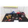 Image 1 : Massey Ferguson 4350 Die Cast Tractor 1:18 Scale & 7 More Smaller Tractors + 