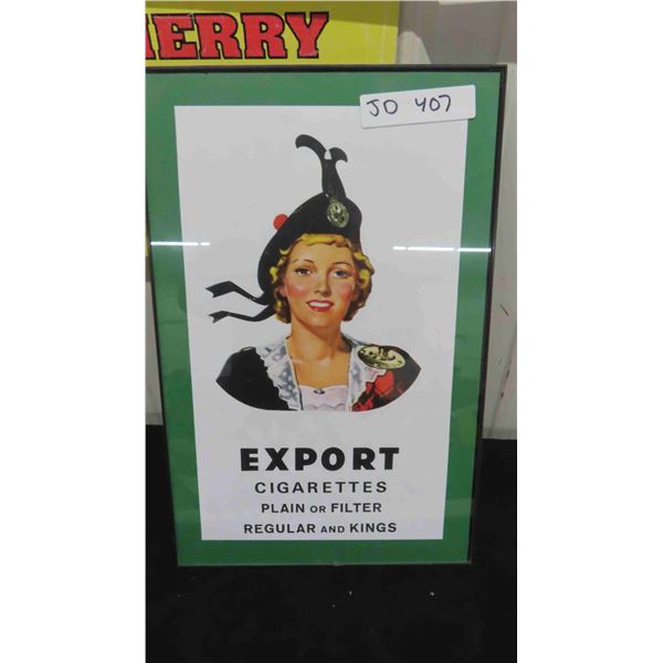 Export Cigarette Framed Advertisement 11" x 17" 