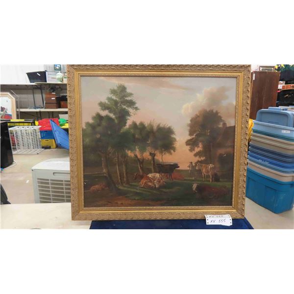 Decorative Framed Painting by Pailpus Fotter? 26" x 29" 