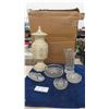 Image 1 : 5 pcs Crystal ; Vase, Serving Bowl, 2 Pc 21" Decorative Urn & 3 Pc Heavy Cut Crystal