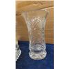 Image 2 : 5 pcs Crystal ; Vase, Serving Bowl, 2 Pc 21" Decorative Urn & 3 Pc Heavy Cut Crystal