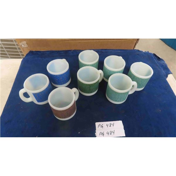 8 Milk Glass Coffee Mugs