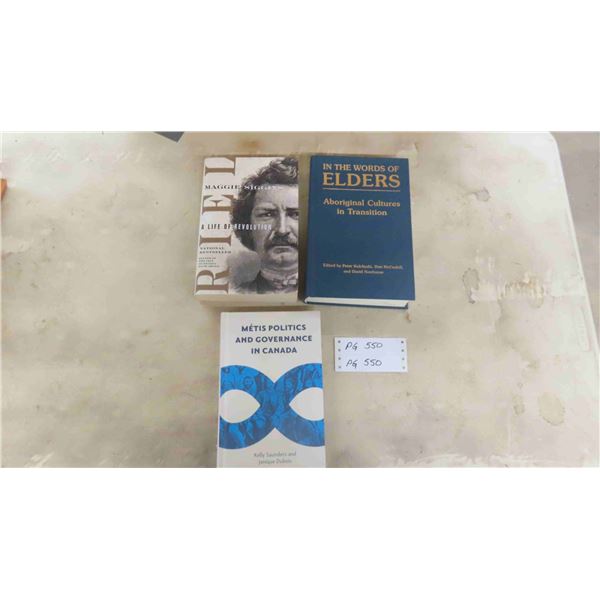 3 Books ; In the Words of Elders Aboriginal Cultures, Metis Politics in Canada, Riel 