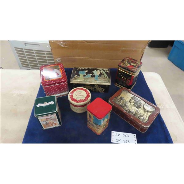 7 Tins ; Rexall Cold Cream, Macfarlane Biscuit, plus more