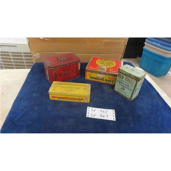 4 Tins ; Worlds Navy Smoking Tobacco, Old Chum, Millbank, T+B Myrtle Cut