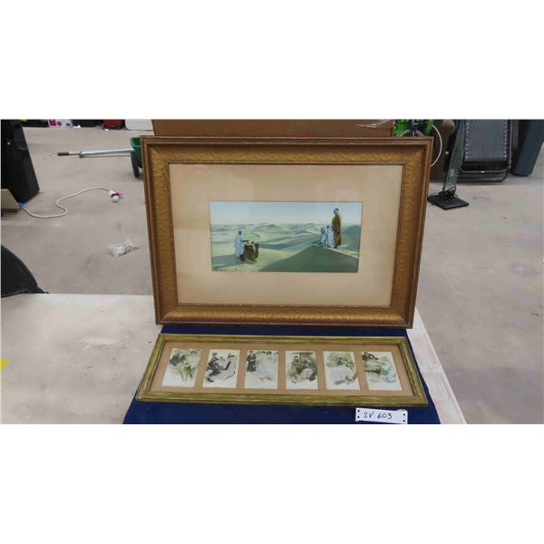 2 Framed Pictures ; 20" x 28" & 8.5" x 25" 