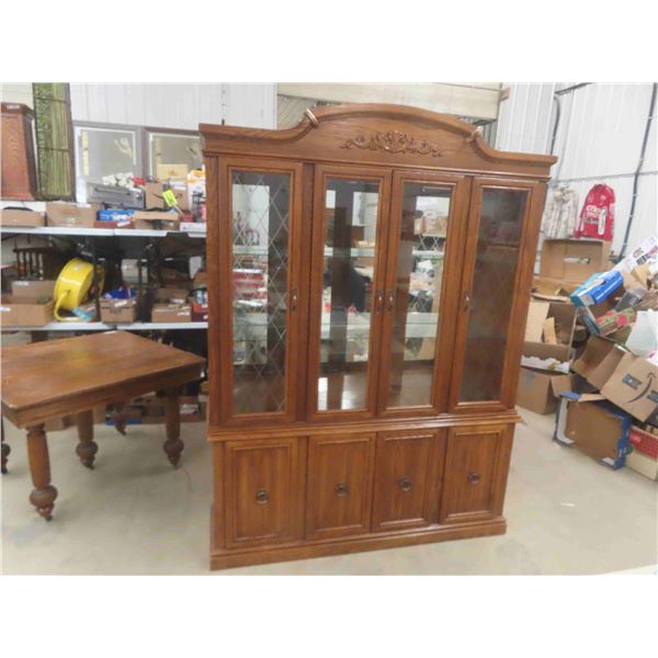 Oak China Cabinet - 2 pc 15" x 60" x 77" 