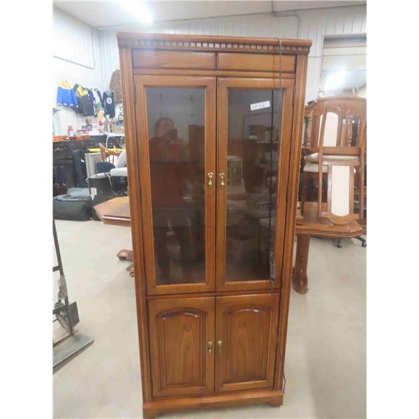 Oak Light Up China Cabinet 17" x 32" x 77" 
