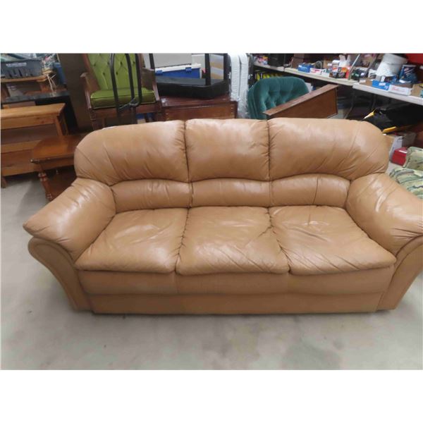 Leather/ Leather Style Couch 74" Wide