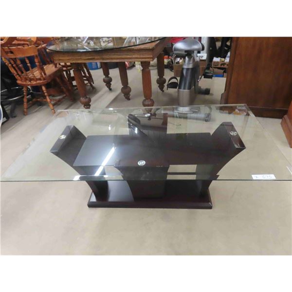 Modern Coffee Table with Glass Top 19" x 28" x 52" 