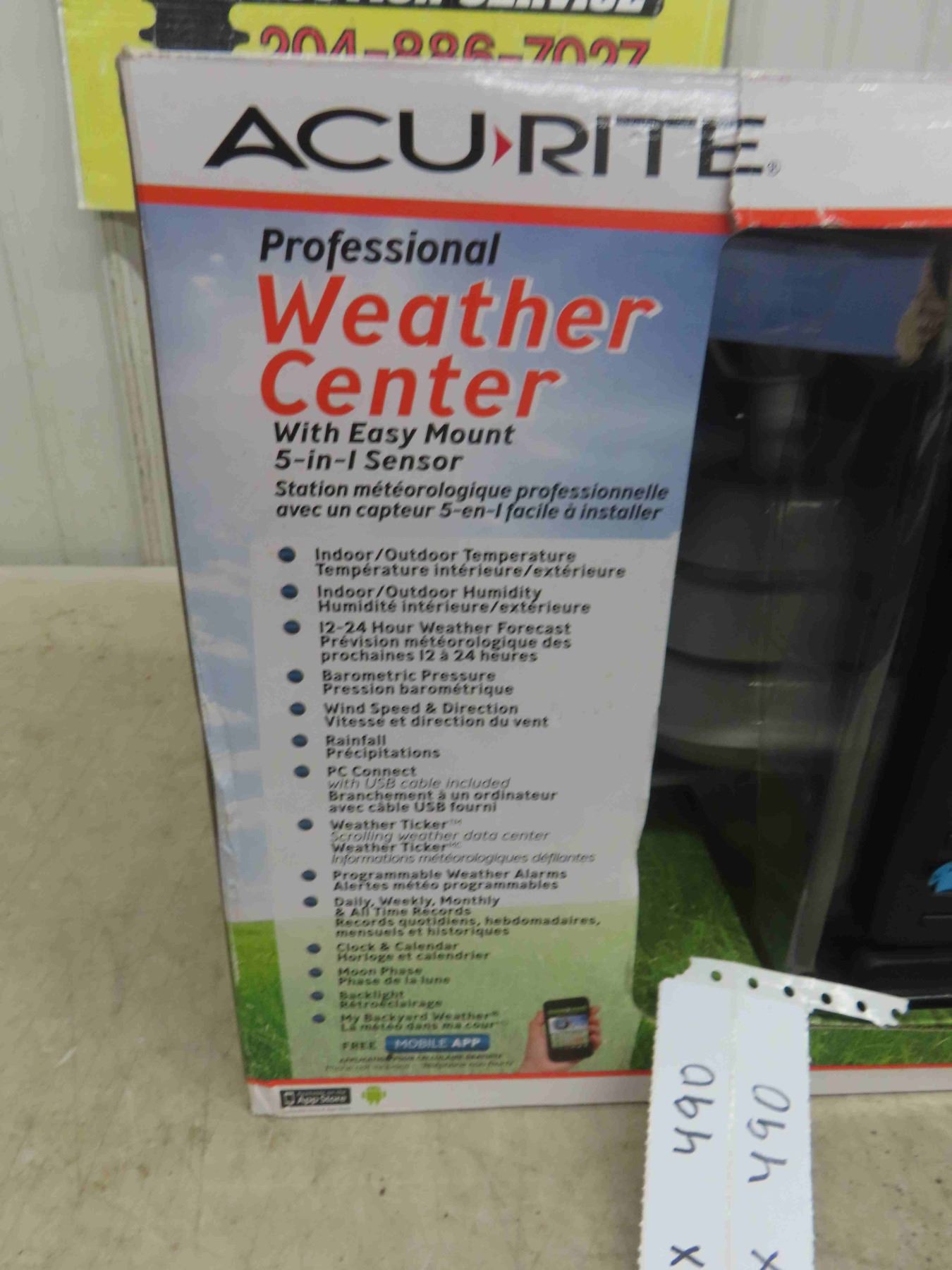 Program Acu Rite Sensor 00513 New Acu-Rite Weather Center with 5-1 Sensor - McSherry Auction Service Ltd.