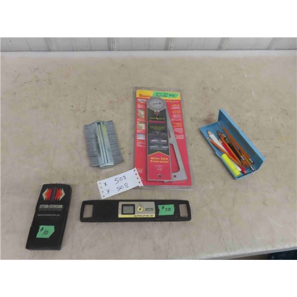 New Starrett Dial Protractor, Zircon Ultra Level 20, Stud Sensor, plus more