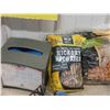 Image 4 : Storage Tub + Lid Full of Camp Cooking Gear, Flavored Smoker Chips, Utensils, 