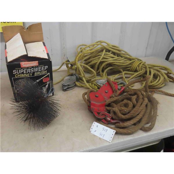 2 Rope Tighteners, Chimney Cleaner Brush 
