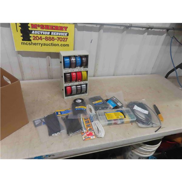 12 Rolls on Rack of Primary Single Wire & Shrink Tubing