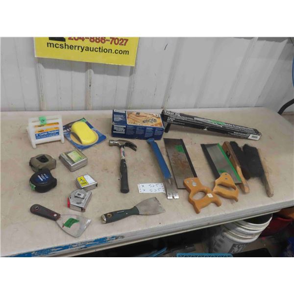 Doweling Jig, Tapered Jig, Tape Measure, Hammer, Mitre Saw, Scraper, plus more