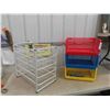 Image 1 : 5 Metal Basket Organizers with Slide Out Basket 21" x 21" x 31" & 3 Plastic Stanley 
