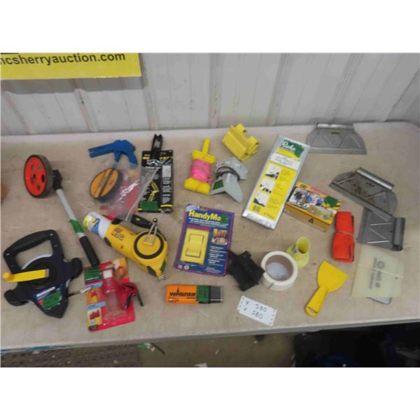 Drywall Aid Corner, Scrapers, Trowels, Chalk Hog, 100' Tape Measure, Measuring 