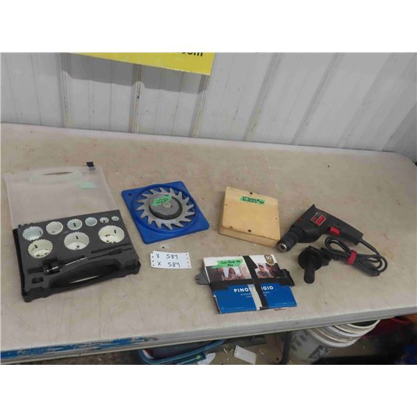 Hole Saw Kit, Dado Blades, Skil 3/8" Power Drill