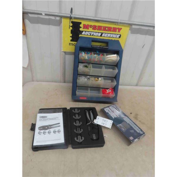 Rubbermaid Organizer with; Dowels, Clips + Pro Point 7pc Quick Change Ratcheting