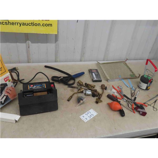 Power Wet Wheel Sharpener, Oil Filter Wrench, Propane Torch Ends, Precision Hand 