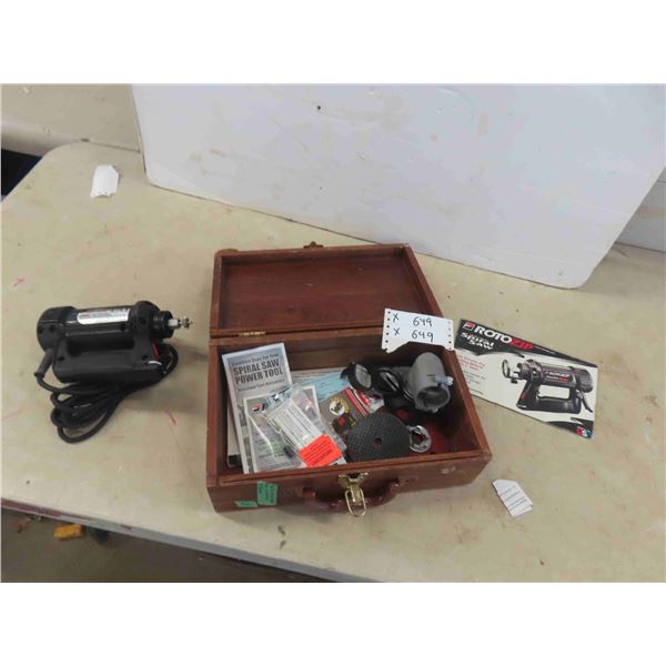 Roto Zip Spiral Saw with Wooden Case & Accessories