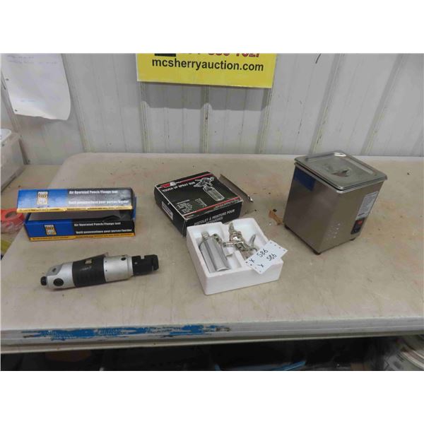 Air Operated Punch/Flange Tool + Touch Up Spray Gun + Ultra Sonic Cleaner Model JP-010S