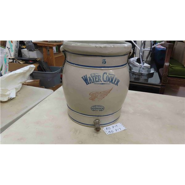 Rare Red Wing 5 Gal Water Cooler with Handles + Spigot - Vintage Stoneware, 