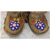 Image 2 : Cree First Nations Mukluks, Wolf Fur + Floral Beaded - sole 10" long, 10" Tall 