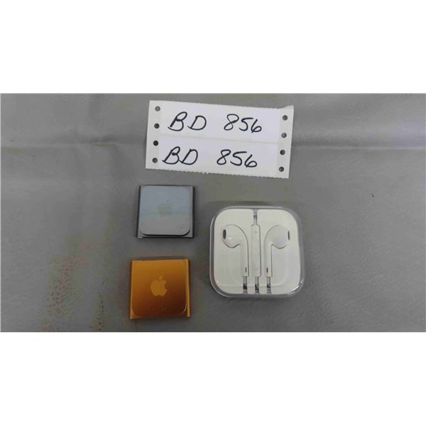 2 Apple iPod Nano Orange + Purple with Apple Earphones 6th Gen. - Tested + Works but 