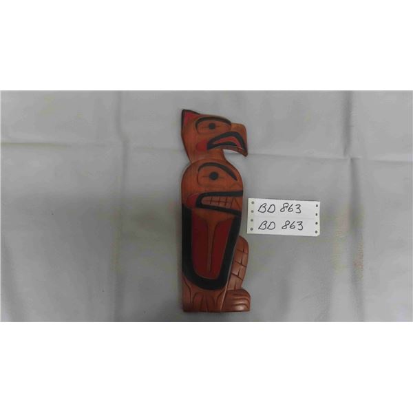 North West Coast First Nations Hand Carved + Painted Cedar Wood Wall Hanging 