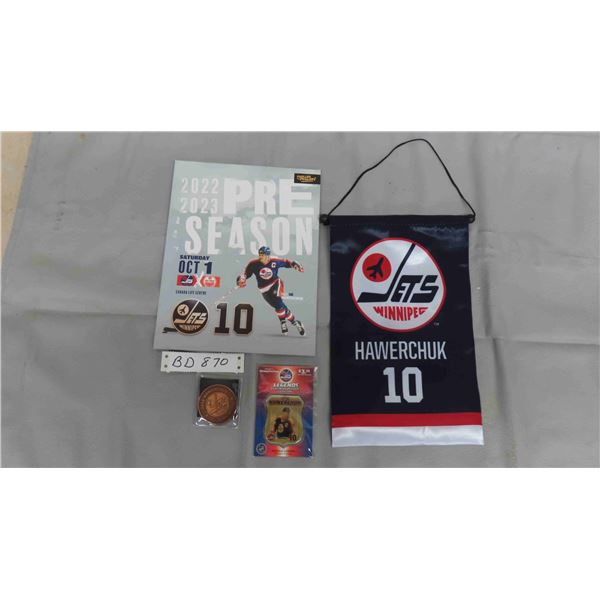 Vintage Winnipeg Jets Dale Hawerchuk Statue Unveil Coin + Program & Retirement