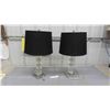 Image 1 : 2 Modern Table Lamps with Black Shades 25" tall