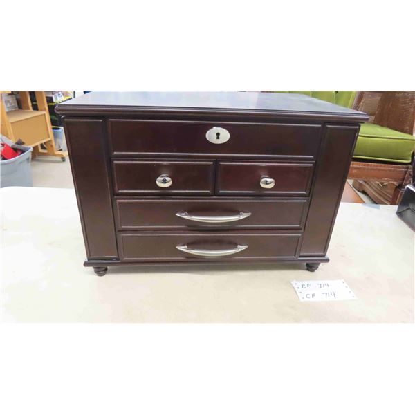 Wooden Jewelry Box with Key 10.5" x 12" x 18" 