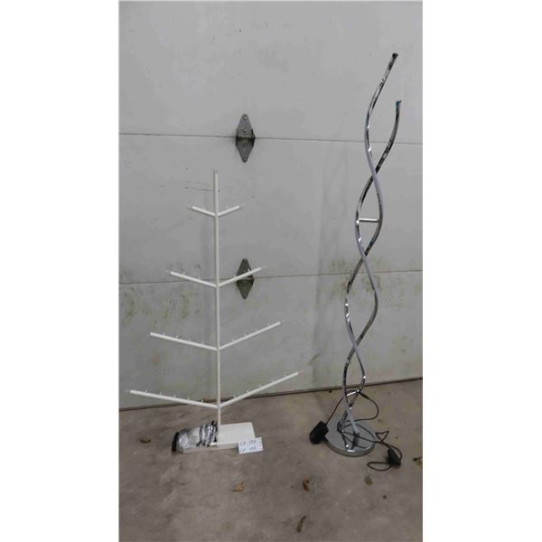 2 Modern Abstract Lights - White 45" Tall , Chrome 59" 