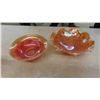 Image 2 : 2 pcs Carnival Glass, Blown Glass,  Vintage Grape Centerpiece