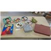 Image 1 : 4 Collector Plates ; Punkinhead, 2 Elvis Presly Books, Vintage Mahjong Set in Case, 