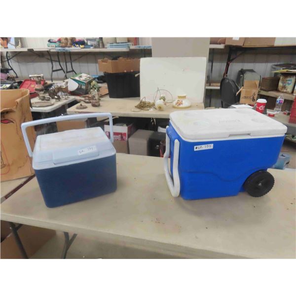 Coleman Picnic Cooler with Handle + Wheels & Rubbermaid Cooler