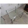 Image 2 : 2 End Tables - Chrome + Glass ; 20" x 20" x 22" & 16" x 16" x 17" 