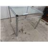 Image 3 : 2 End Tables - Chrome + Glass ; 20" x 20" x 22" & 16" x 16" x 17" 