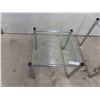 Image 4 : 2 End Tables - Chrome + Glass ; 20" x 20" x 22" & 16" x 16" x 17" 