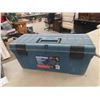 Image 2 : (2) Tool Boxes - One Metal 9" x 10" x 21" + 1 Poly 11" X 11" x 25" 
