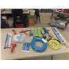 Image 1 : Plumbing Items ; Drain Auger, (2) Fish Tapes, Pipe Cutter, Faucet Kit, plus more