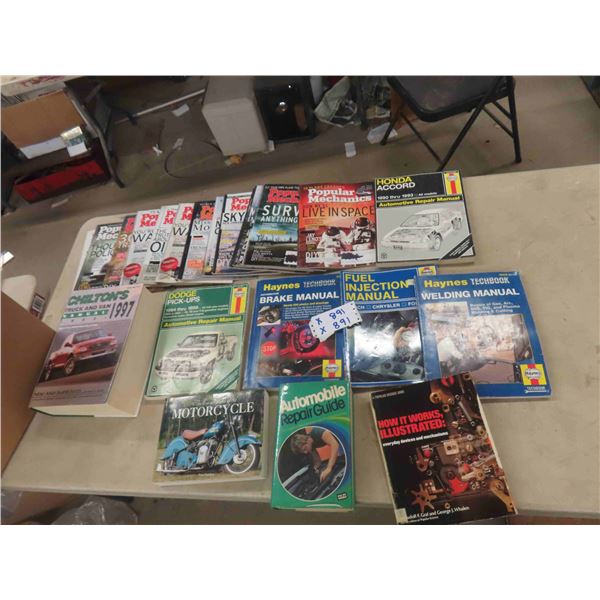 Chilton, Haynes Automotive Repair Books + Popular Mechanics Magazines 