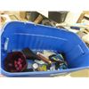 Image 7 : Storage Tub Full of Sports Items; Tennis, Badminton Rackets + Basketball, Footballs, 