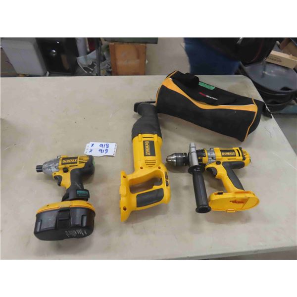 DeWalt 18V Tools ; Reciprocating Saw, Drill, 1/4 Impact with Battery Charged Up