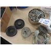 Image 2 : Various Hardware ;  Pulleys, Bolts, Pipe Clamps, Screws, Blue Bag of Nails